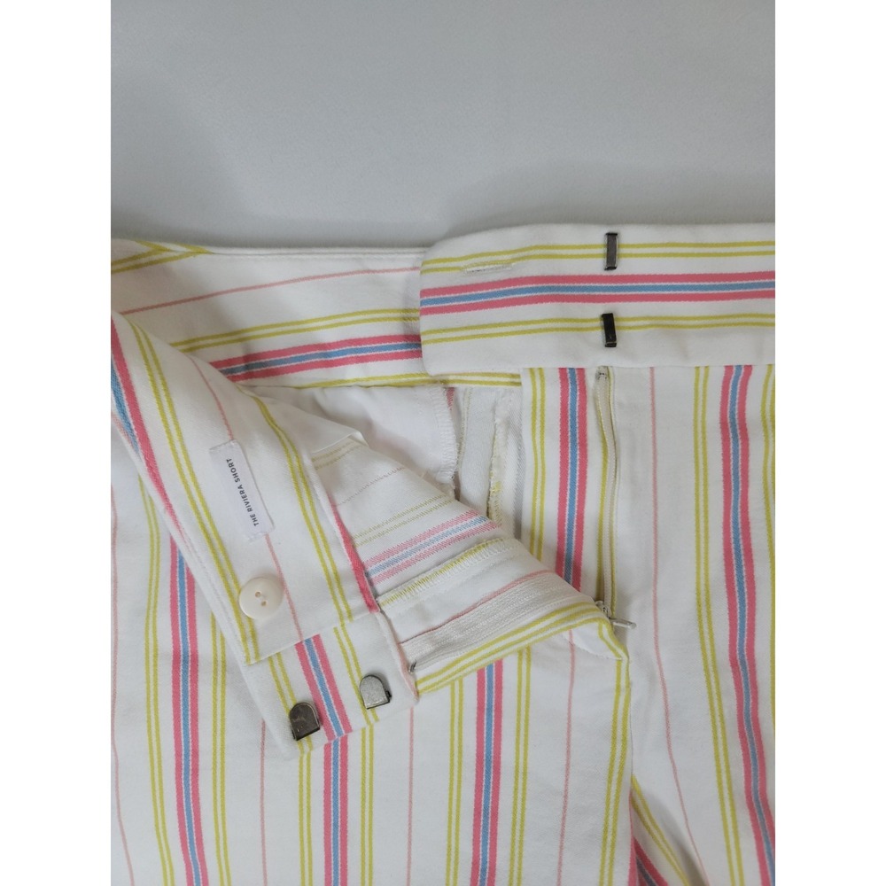 LOFT Striped Shorts Womens Size 10 White Pink Blue Yellow Cotton Stretch - Picture 3 of 9